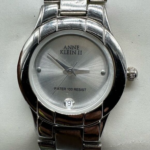 3/$30 Anne Klein Watch Women Silver Tone Date Window Round Face Ladies - Picture 1 of 11